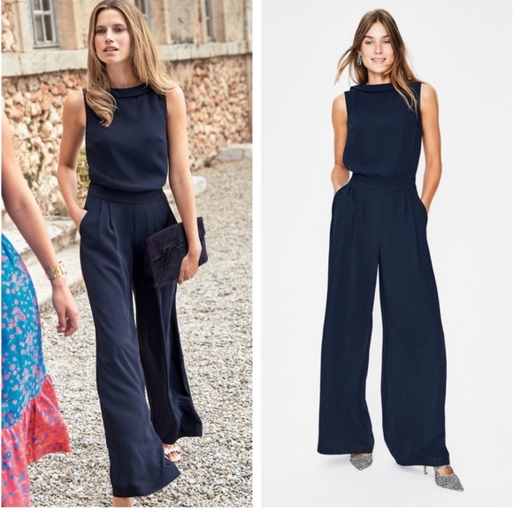Boden Pants - NWT Boden clarissa Wide Leg Jumpsuit in Navy Blue size 12